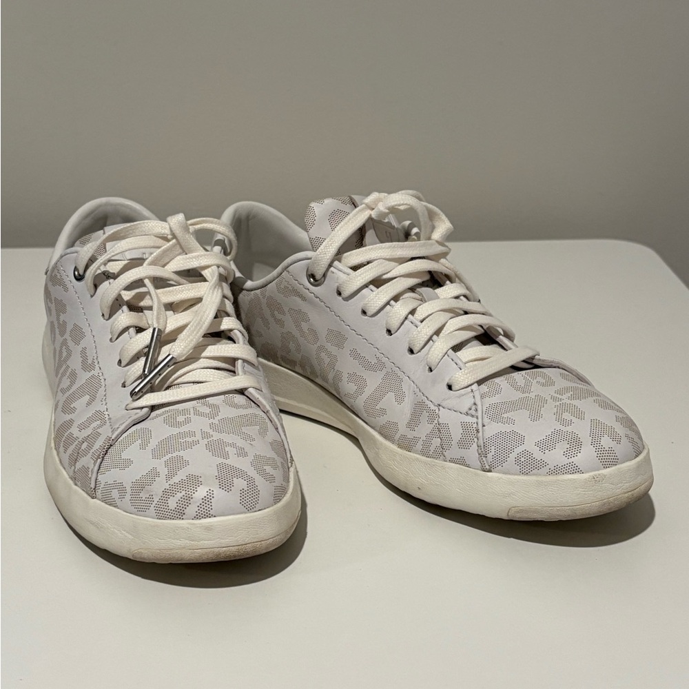 Cole Haan White and Gray Leopard Sneakers